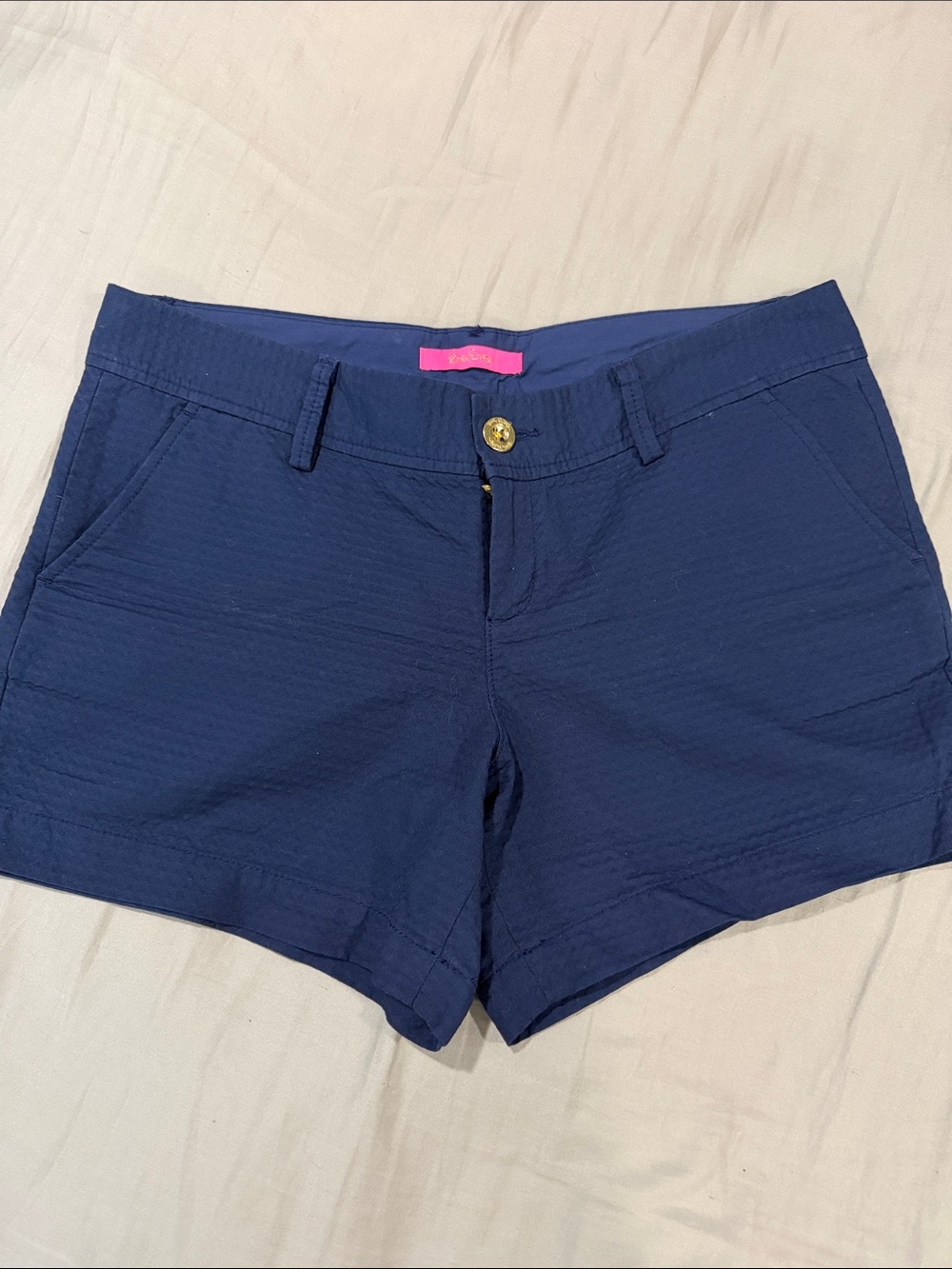 Lilly Pulitzer Navy Shorts with Gold Button